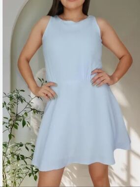 Christy&Co. Pastel Blue Dress Top Size S Strech